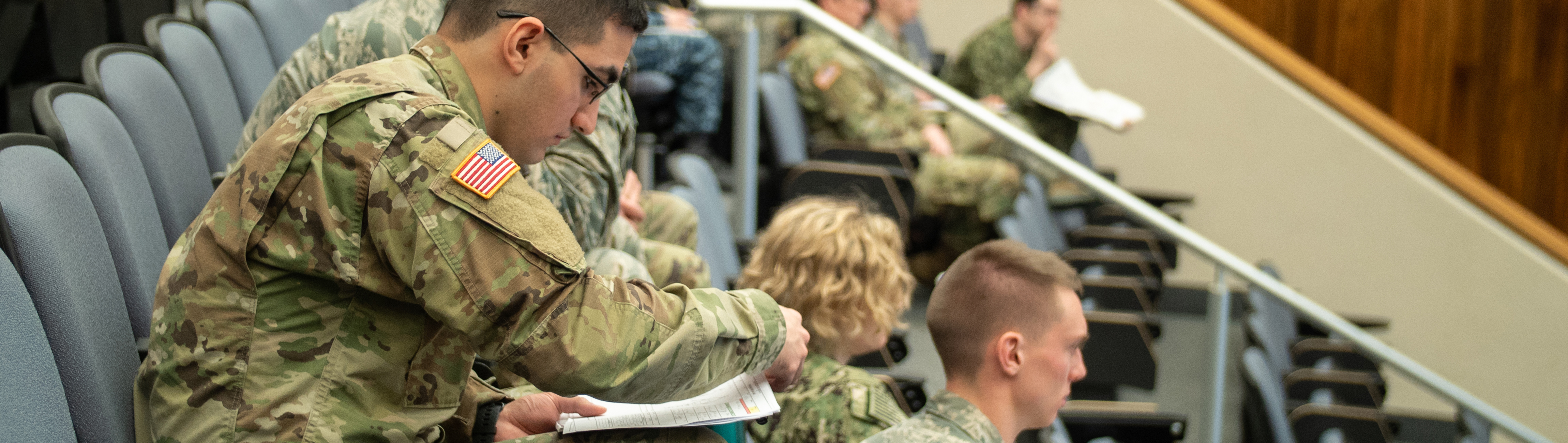 military students in lecture hall